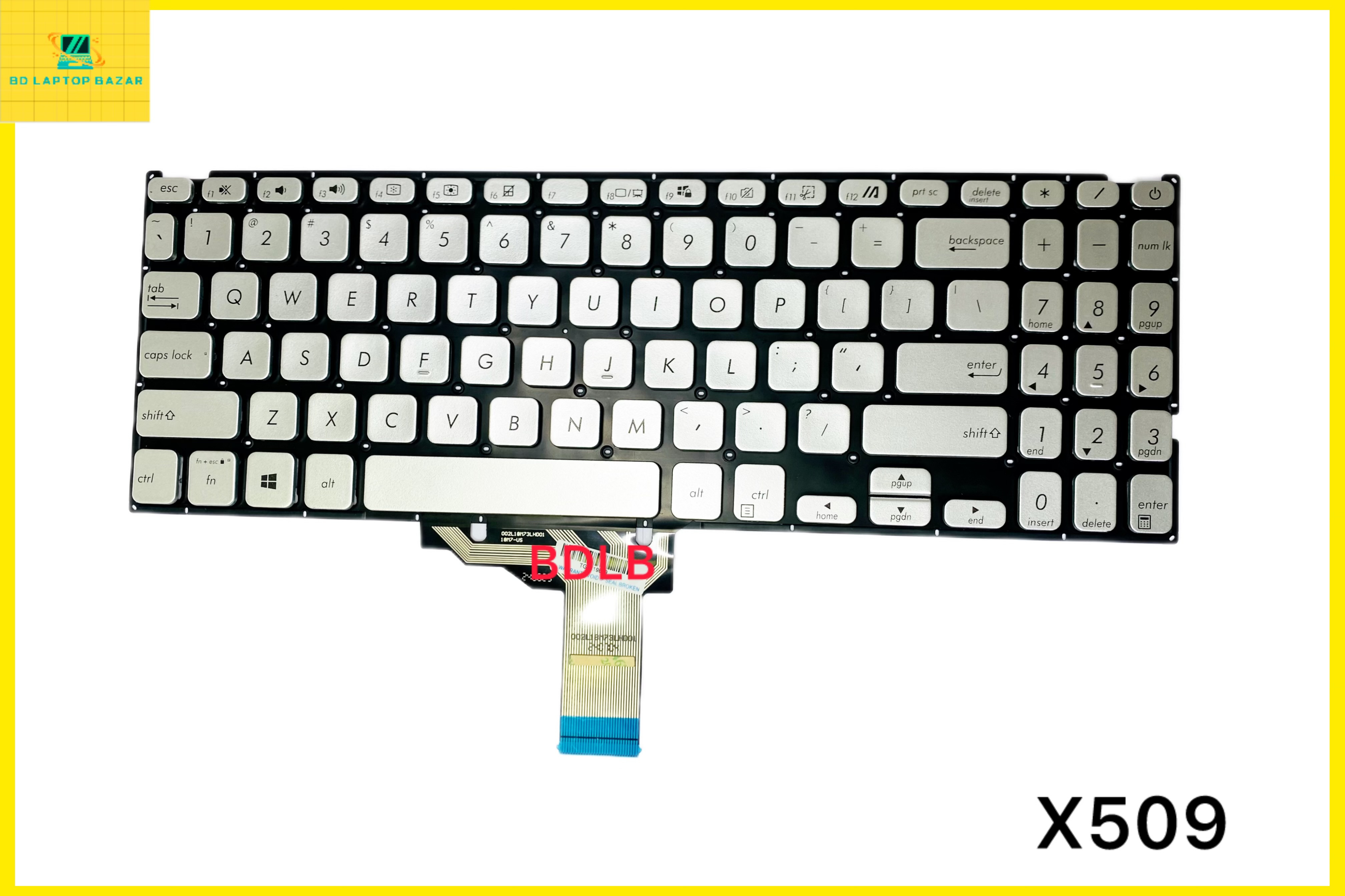 Asus VivoBook 15 X509, X509F, X509FA, X509FJ, X509U, X509UA, X509FB, X509M, X509MA Silver and black color Laptop Keyboard