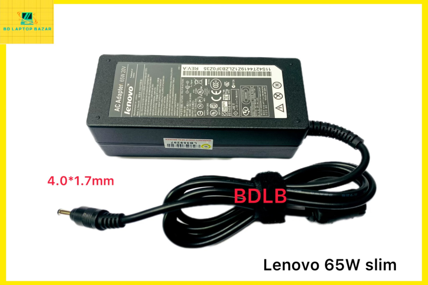 Lenovo  20V 3.25A 65W Laptop Adapter Charger slim port (4.0mm X 1.7mm)
